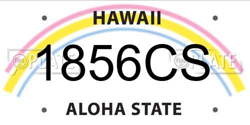 1856CS Hawaii License Plate