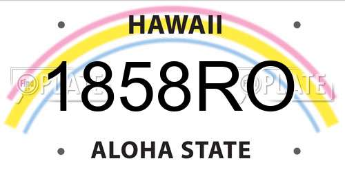 1858RO Hawaii License Plate