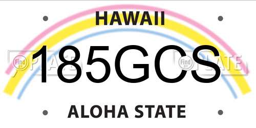 185GCS Hawaii License Plate