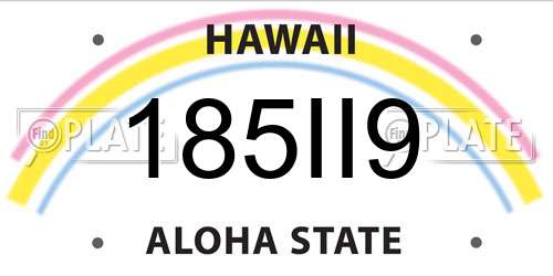 185II9 Hawaii License Plate