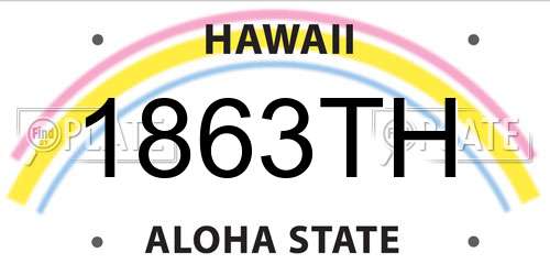 1863TH Hawaii License Plate