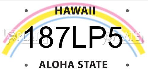 187LP5 Hawaii License Plate