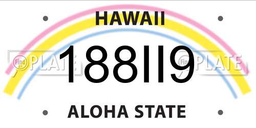 188II9 Hawaii License Plate