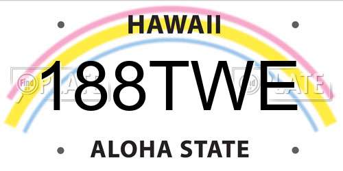 188TWE Hawaii License Plate
