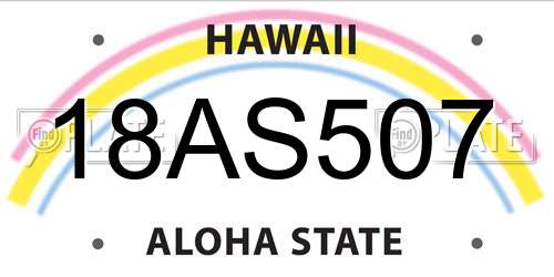 18AS507 Hawaii License Plate