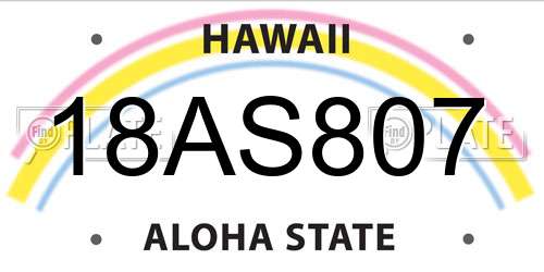 18AS807 Hawaii License Plate