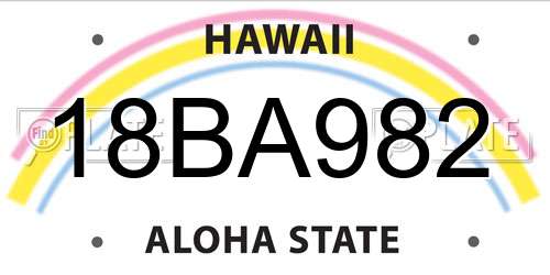 18BA982 Hawaii License Plate