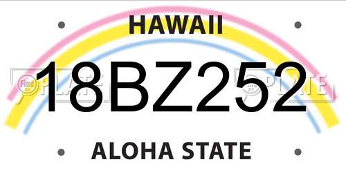18BZ252 Hawaii License Plate