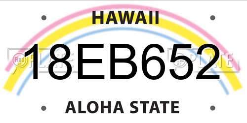 18EB652 Hawaii License Plate