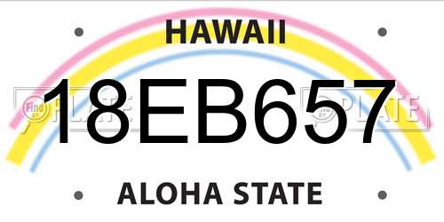 18EB657 Hawaii License Plate