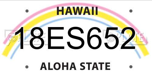 18ES652 Hawaii License Plate