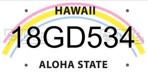 18GD534 Hawaii License Plate