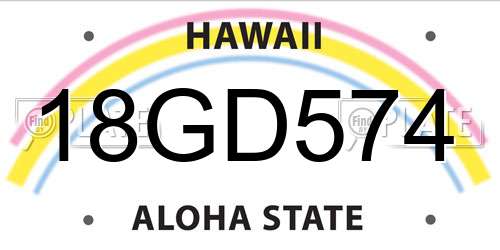 18GD574 Hawaii License Plate