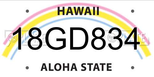 18GD834 Hawaii License Plate