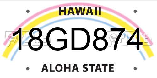 18GD874 Hawaii License Plate