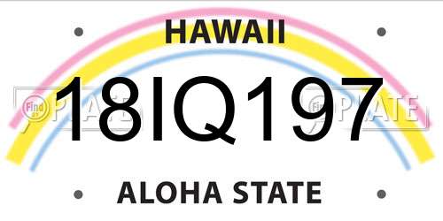 18IQ197 Hawaii License Plate