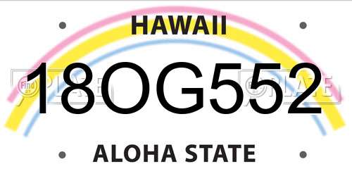 18OG552 Hawaii License Plate