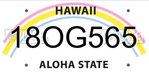 18OG565 Hawaii License Plate