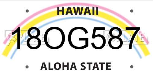 18OG587 Hawaii License Plate