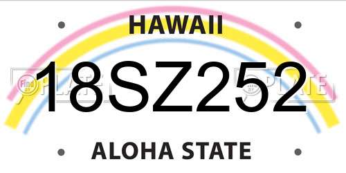 18SZ252 Hawaii License Plate