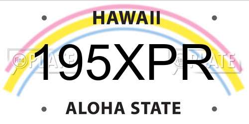 195XPR Hawaii License Plate