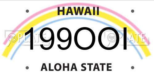 199OOI Hawaii License Plate