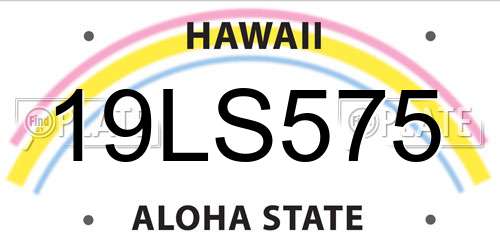 19LS575 Hawaii License Plate