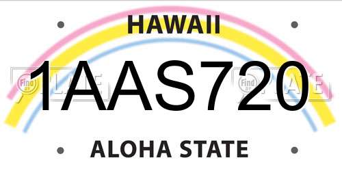 1AAS720 Hawaii License Plate