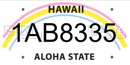 1AB8335 Hawaii License Plate