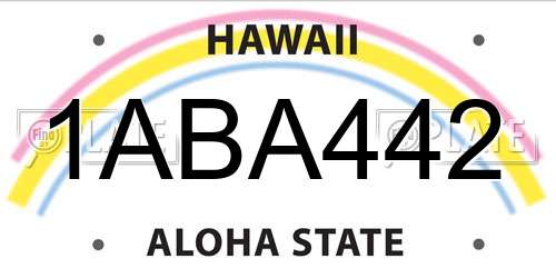 1ABA442 Hawaii License Plate