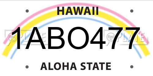 1ABO477 Hawaii License Plate