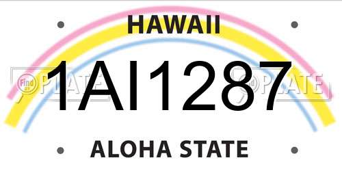 1AI1287 Hawaii License Plate