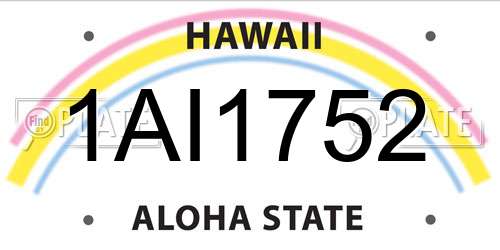 1AI1752 Hawaii License Plate