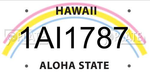 1AI1787 Hawaii License Plate