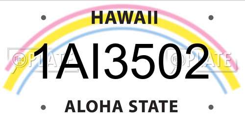 1AI3502 Hawaii License Plate