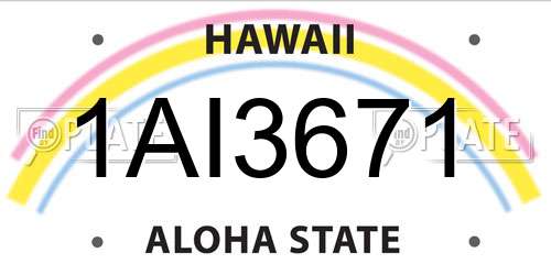 1AI3671 Hawaii License Plate