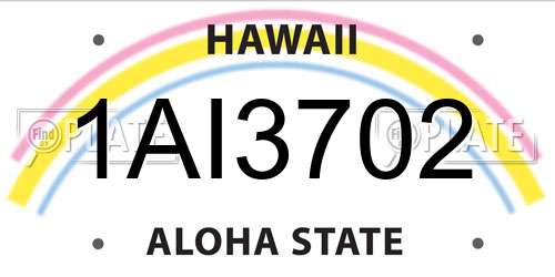 1AI3702 Hawaii License Plate