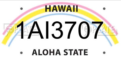 1AI3707 Hawaii License Plate