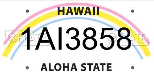 1AI3858 Hawaii License Plate