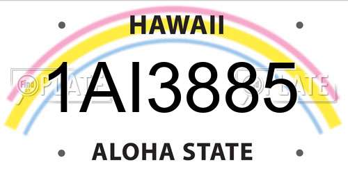 1AI3885 Hawaii License Plate