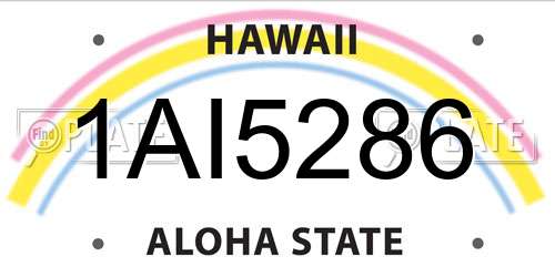 1AI5286 Hawaii License Plate