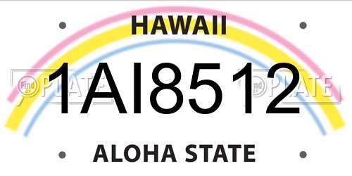 1AI8512 Hawaii License Plate