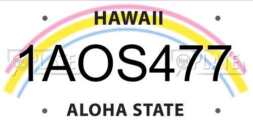 1AOS477 Hawaii License Plate