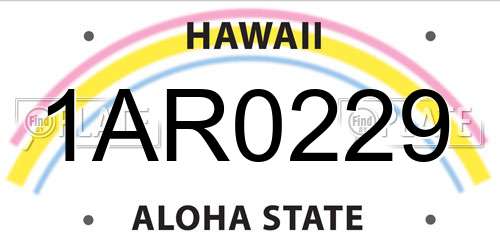 1AR0229 Hawaii License Plate