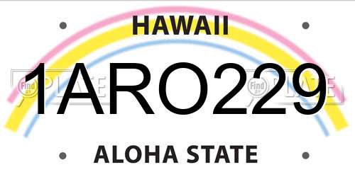 1ARO229 Hawaii License Plate