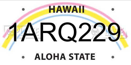 1ARQ229 Hawaii License Plate