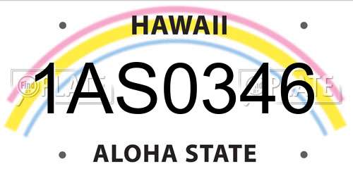 1AS0346 Hawaii License Plate