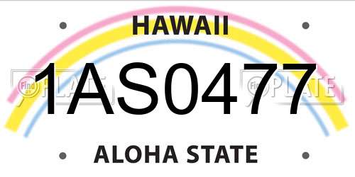 1AS0477 Hawaii License Plate