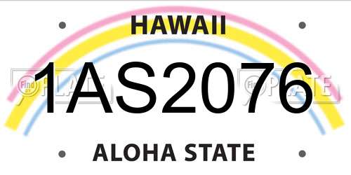 1AS2076 Hawaii License Plate