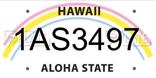 1AS3497 Hawaii License Plate